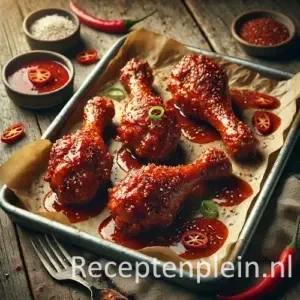 Hete kipkluifjes op rustieke houten tafel