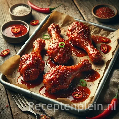 Hete kipkluifjes op rustieke houten tafel