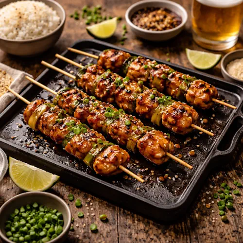 Yakitori op rustieke houten tafel
