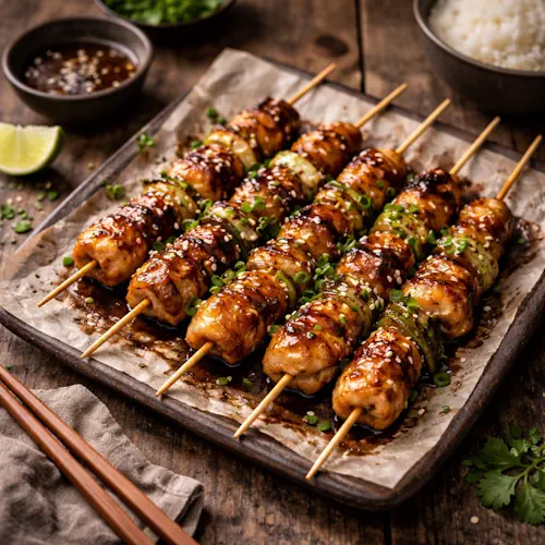 Yakitori op rustieke houten tafel
