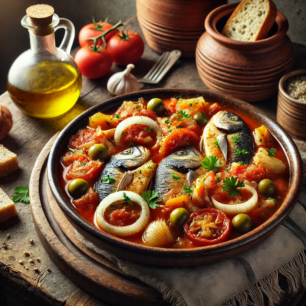 Mediterrane Visstoofpot met Tomaten en Peterselie