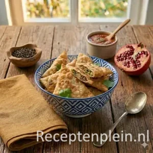 Boulanee Afghaans platbrood op een rustieke houten tafel.