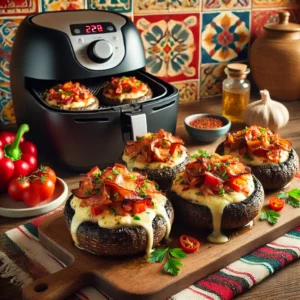 Gevulde Portobello's met Bacon en Kruidenkaas uit de Airfryer