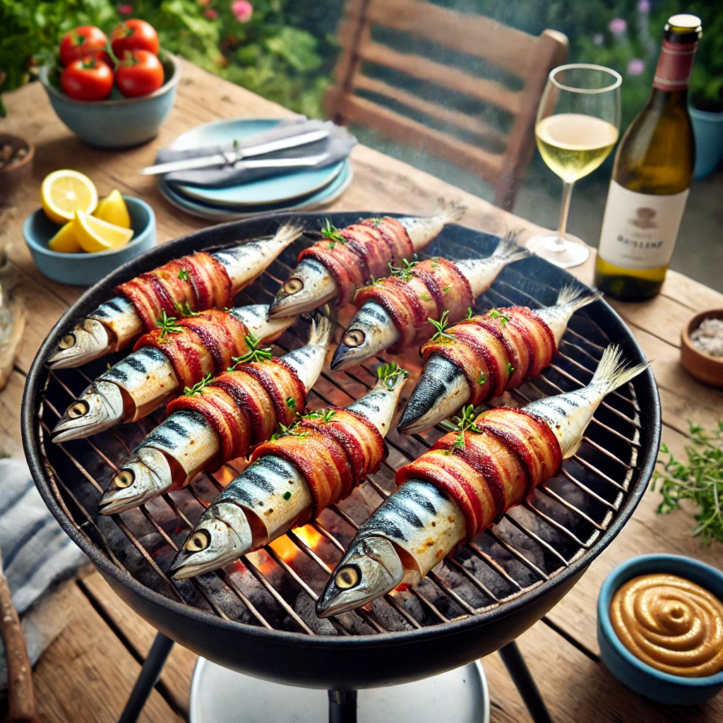 Haringen in Spekjasje van de Grill