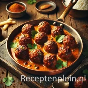 Indiase kruidenballetjes op rustieke houten tafel