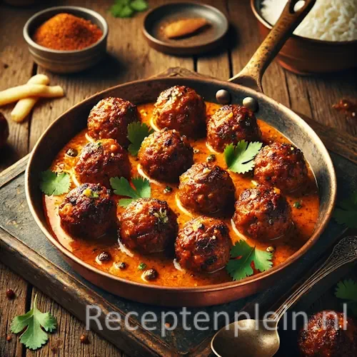 Indiase kruidenballetjes op rustieke houten tafel