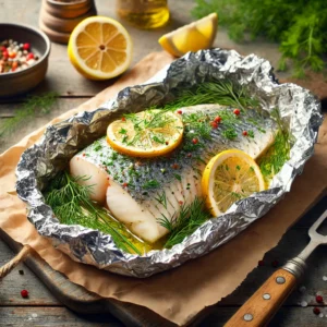 Kabeljauwfilet in Zilverpapierpakketjes