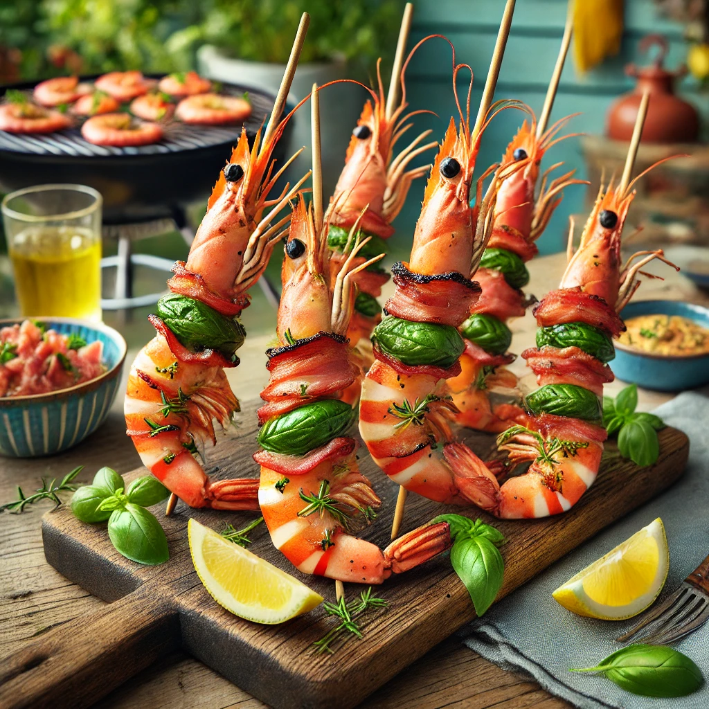 Scampi- en Spekbrosjes met Vers Basilicum