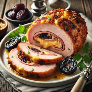 Gevulde Varkenshaasjes met Kaas, Ham en Pruimen