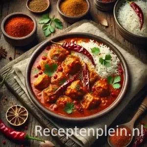 Kip Madras op rustieke houten tafel