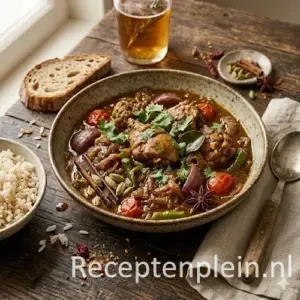 Kukul Mas Kari op rustieke houten tafel