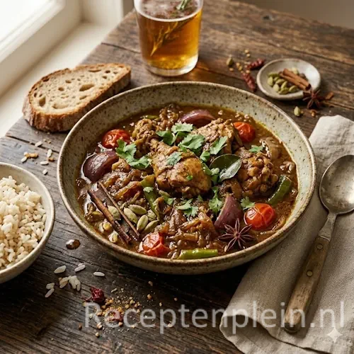 Kukul Mas Kari op rustieke houten tafel