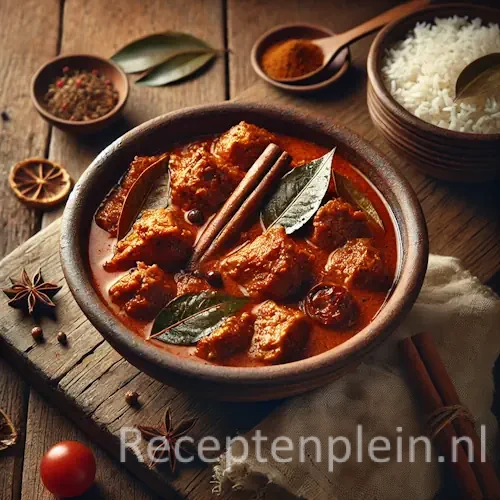 Kukul kari op rustieke houten tafel