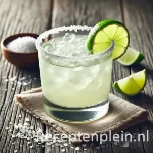margarita cocktail op een rustieke houten tafel.