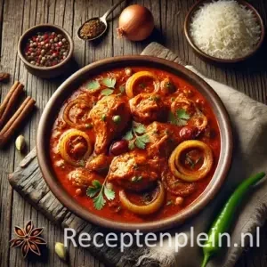 Murgh Hyderabad op een rustieke houten tafel