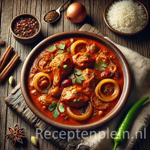 Murgh Hyderabad op een rustieke houten tafel