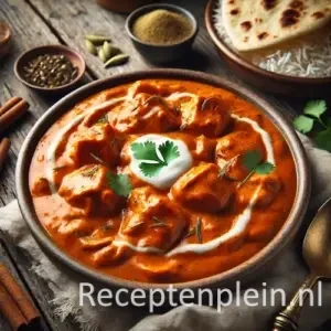 Murgh Makhani op een rustieke houten tafel