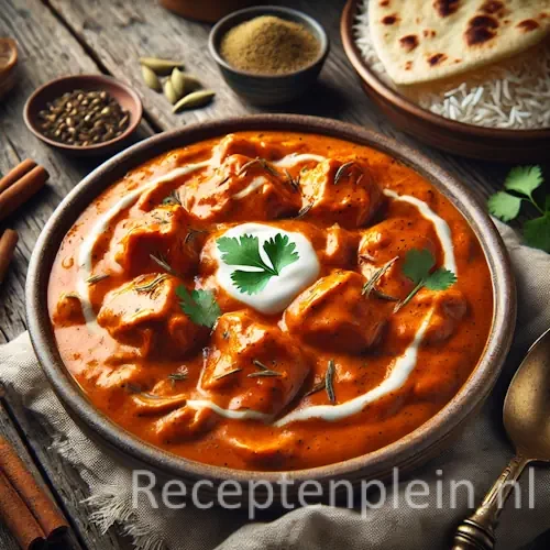 Murgh Makhani op een rustieke houten tafel
