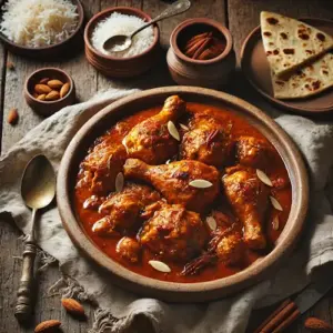 Murgh musallam op rustieke houten tafel