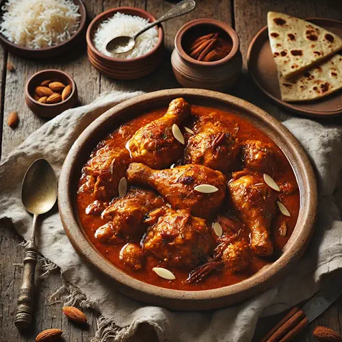 Murgh musallam op rustieke houten tafel