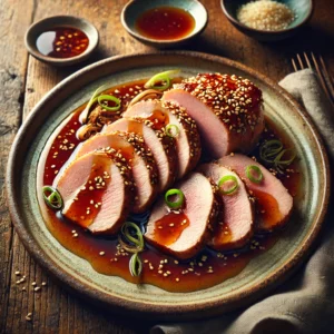 Oosterse Varkenshaas met Honing-Sesam Jus