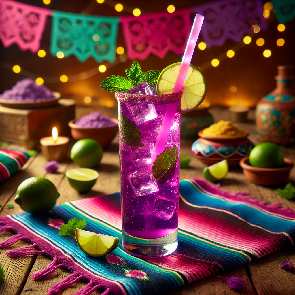 Purple Rain Cocktail met Blue Curaçao en Flügel