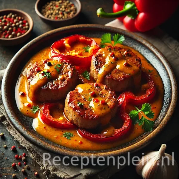 Varkensfilet met Paprika-Mosterdsaus