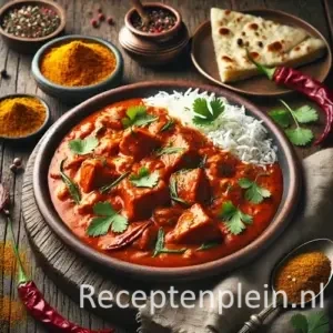 Kip Masala op rustieke houten tafel