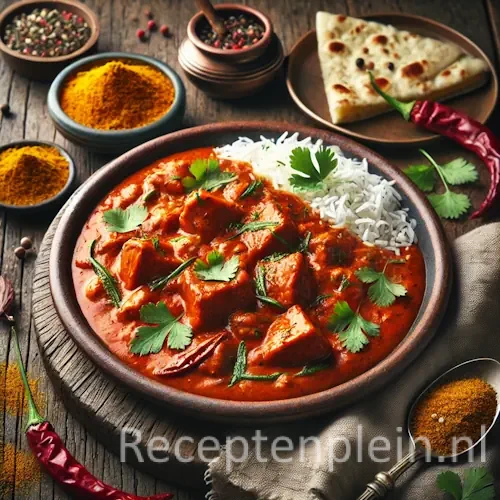 Kip Masala op rustieke houten tafel