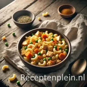 Macaroni Ajam op rustieke houten tafel