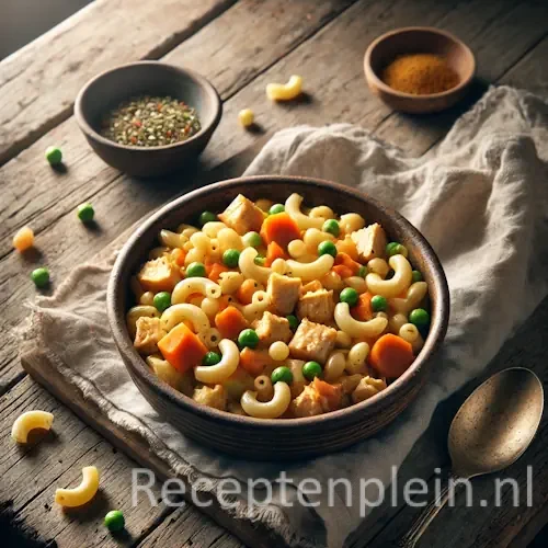 Macaroni Ajam op rustieke houten tafel