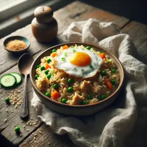 Nasi Goreng van de Koninklijke Marine 2 op rustieke houten tafel