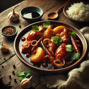 Semoer Ajam op rustieke houten tafel