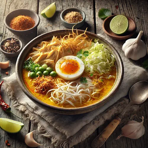 Soto Ajam Lagi op rustieke houten tafel