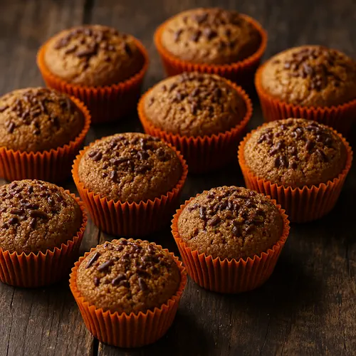 sinterklaasmuffins met knisperkorst op een rustieke houten tafel