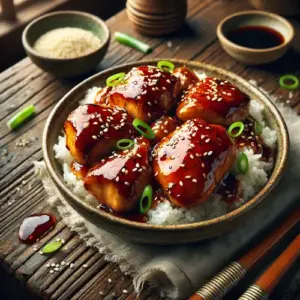 Teriyaki op rustieke houten tafel
