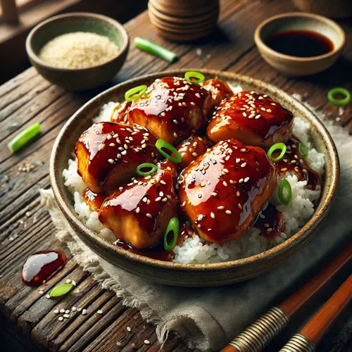 Teriyaki op rustieke houten tafel