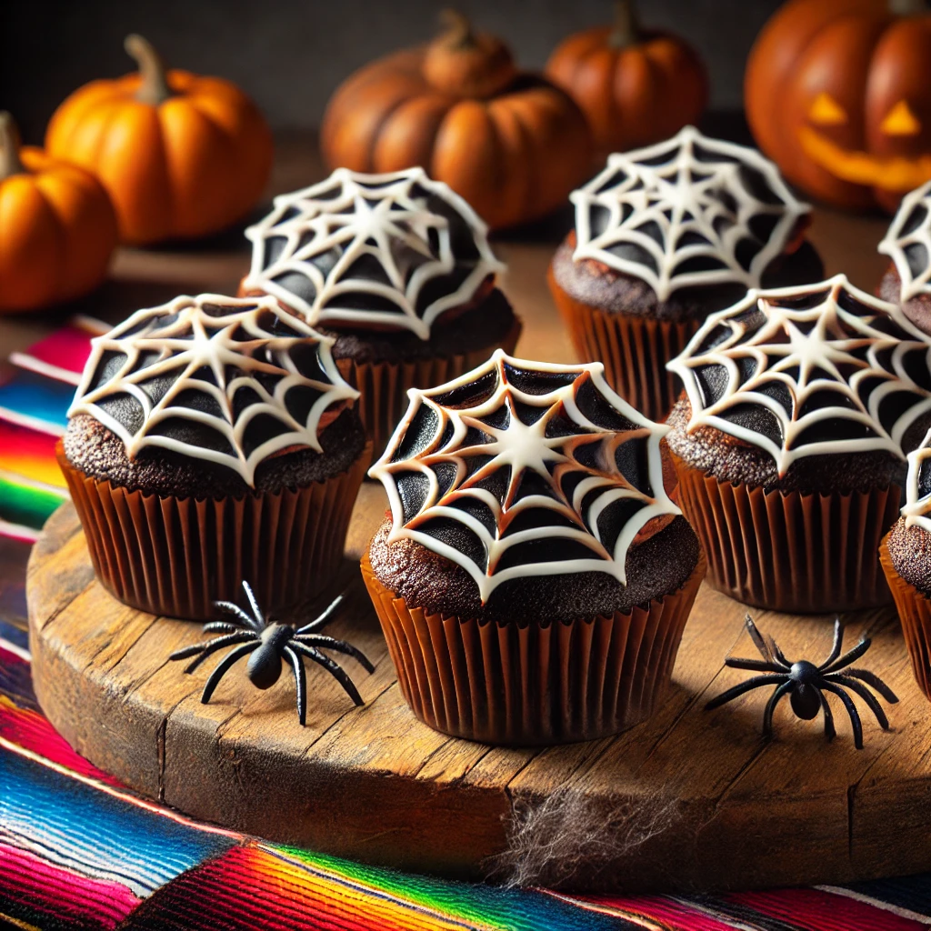 Spinnenweb Cupcakes voor Halloween