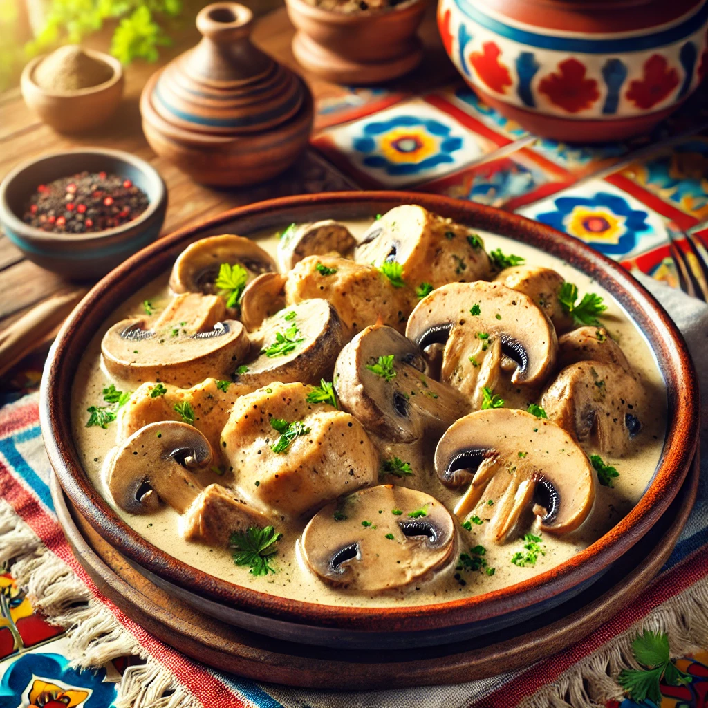 Romige Kippenragout met Champignons
