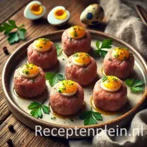 Amuse americain recept met filet en ei op een rustieke houten tafel