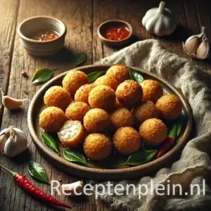 Thaise visballetjes recept krokant gefrituurd op een rustieke houten tafel