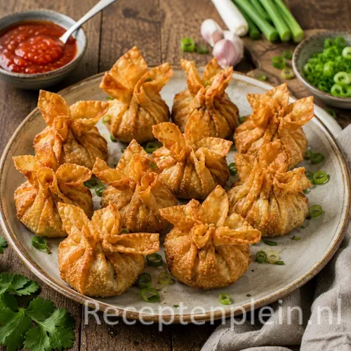 Pangsit recept op een rustieke houten tafel