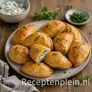Piroschki recept op een rustieke houten tafel
