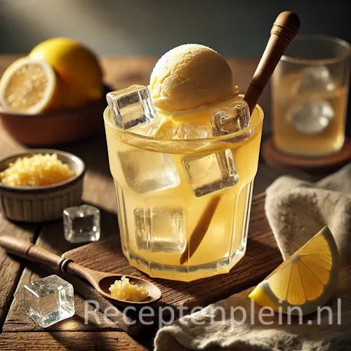 Lemon Ice Tea op een rustieke houten tafel.