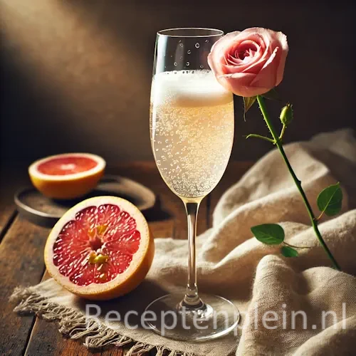 White mischief mocktail op een rustieke houten tafel.