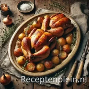 Hopveld kuikens op rustieke houten tafel
