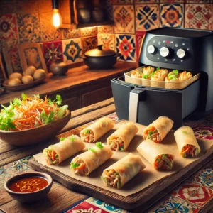 Knapperige Airfryer Loempiaatjes met Kip en Groenten