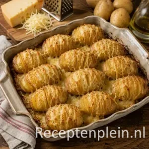 Aardappel Gruyère recept op een rustieke houten tafel