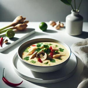 Aromatische Tom Kha Kai Soep met Kip en Kokosmelk