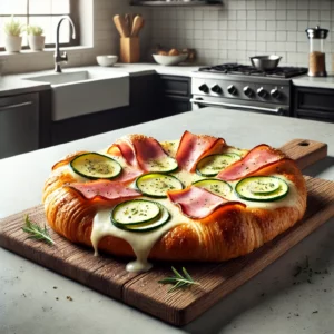 Croissant Pizza met Ham, Kaas en Courgette